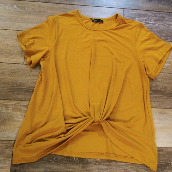 Very J Tops - Very J mustard yellow front knot tee shirt